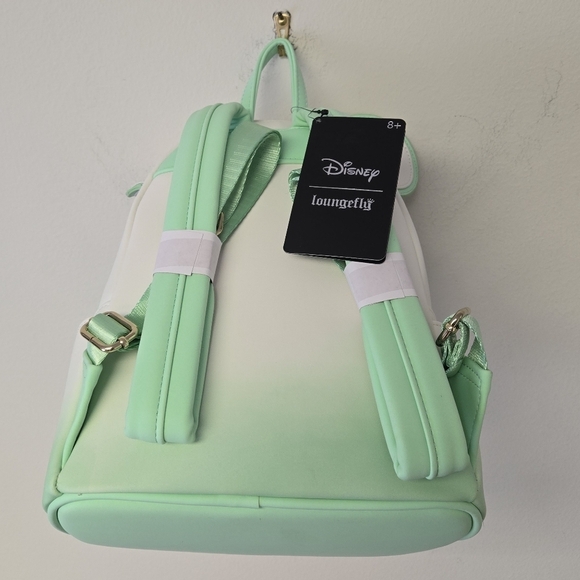 Loungefly Disney Minnie Mouse Pressed Flower Bow Backpack Green White